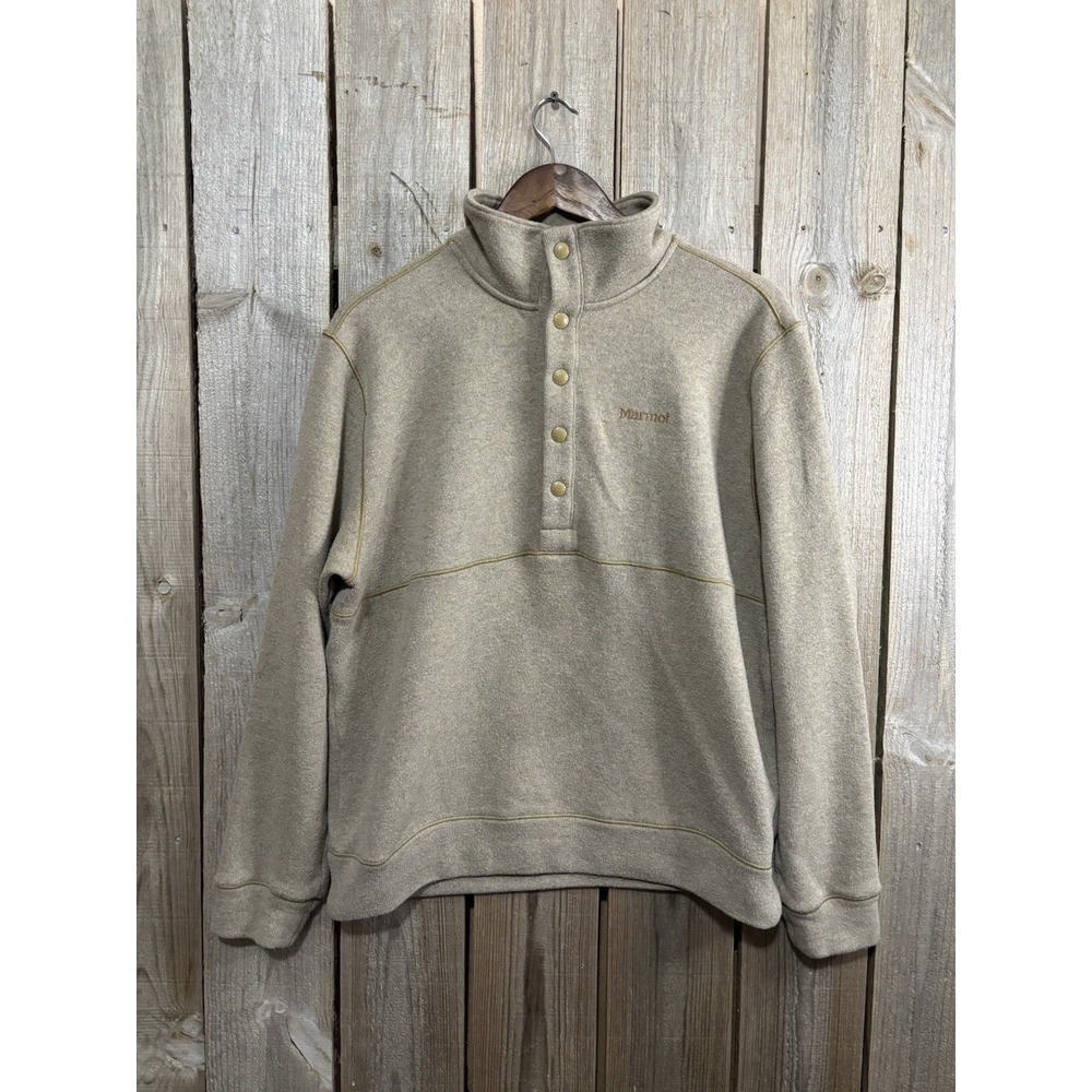 Marmot Mountain Works Wool Blend Snap Pullover Fleece Sweater Jacket‎ Mens M